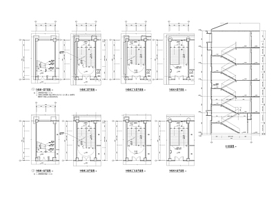 现代行政机构建筑 楼梯节点图 施工图