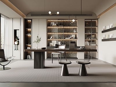 现代书房 现代意式书房 书柜 书桌椅 办公桌椅