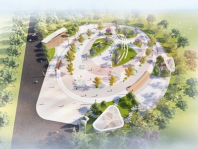 现代广场景观 现代圆形广场 相圆形口袋公园 环保主题公园 新中式圆形广场