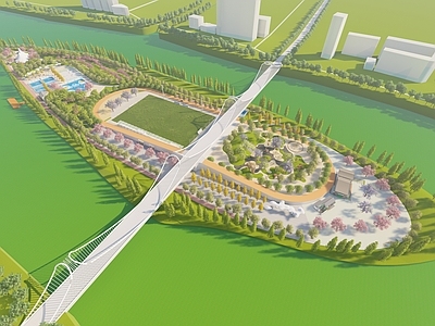 现代景观公园 江心岛景观 河心岛景观 江心公园景观