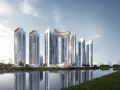 现代小区建筑 大平层豪宅