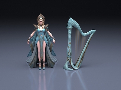 虚拟人物 公主精灵竖琴