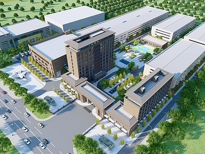 现代办公园区景观 现代厂区景观