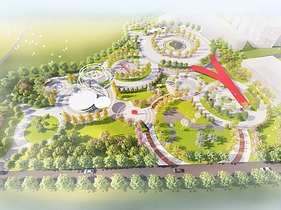 现代景观公园 圆形口袋公园 环形景观公园 口袋公园景观 文化公园景观
