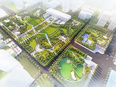 现代景观公园 现代综合公园 生态可持续公园 现代公园景观 海绵城市公园景观