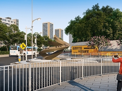 现代景墙 特色文化景墙 街角改造更新 特色渠化岛