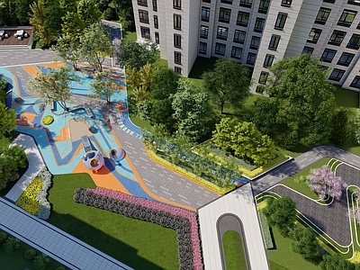 现代儿童游乐空间 现代儿童游乐区 现代小区儿童活动 现代小区儿童游乐