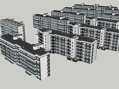 现代多层住宅 住宅建筑 多层建筑 联排
