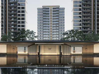 轻奢商业综合体景观 海派装饰示范区 小区入口景观 入口建筑 示范区景观
