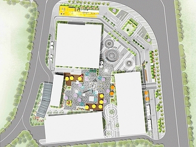 现代商业综合体景观 商业街广场景观 商业街入口景观 现代商业街景观