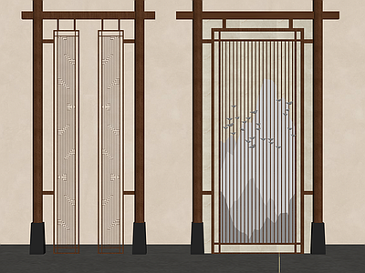 新中式屏风 新中式屏风隔断 花格