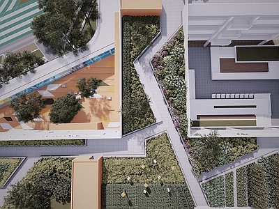 简约现代教育校园景观 九樾府学校景观 台地小学校园景观 简约现代校园景观 学校灰空间景观 学校屋顶花园景观