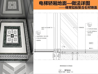 地面综合节点 电梯轿厢地面节点 施工图