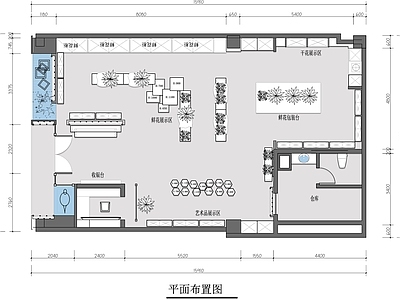 现代花店 花店平面布置图 施工图