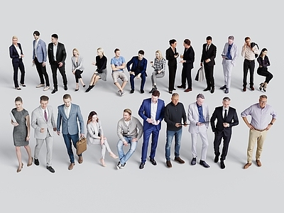 多人 现代多人商务模特