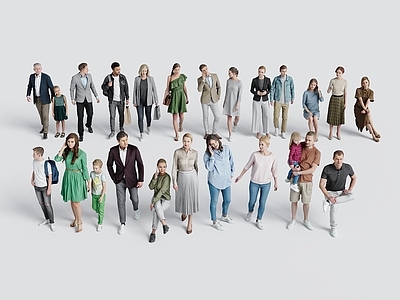 多人 现代休闲多人模特