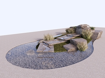新中式现代其他景观小品 叠水景观 水台 水景小品 庭院小品 景石