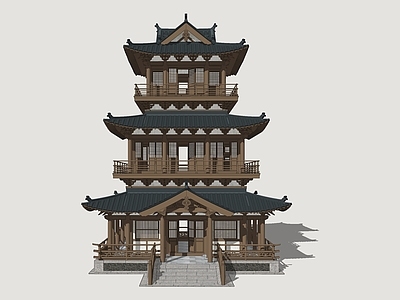 中式新中式古建筑 阁楼 宋韵建筑 观景楼 影视建筑