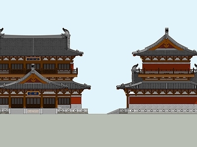 中式古建筑 中式古建筑 大雄宝殿 藏经阁 寺庙建筑