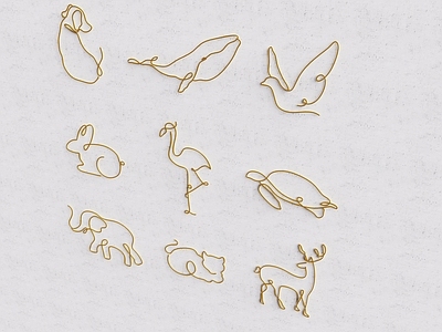 现代挂件 动物剪影 动物线条 动物简笔画
