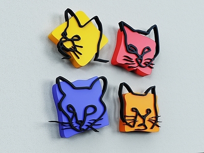 现代简约挂件 抽象猫 抽象小猫挂饰 小猫立体挂件