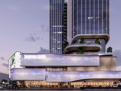 现代美式商场建筑 mall 商业办公 酒店公寓