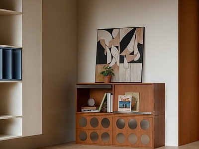 中古侘寂储物柜 中古风装饰柜 侘寂风装饰柜 包豪斯书柜 玻璃柜