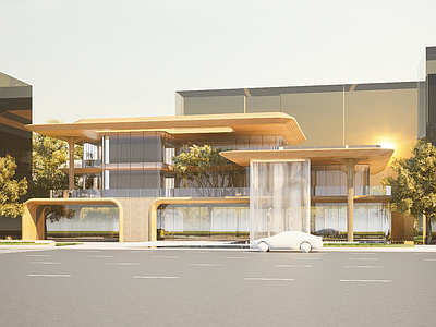 现代新中式售楼处建筑 售楼处