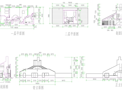 现代别墅建筑 一层别墅 自建房 施工图