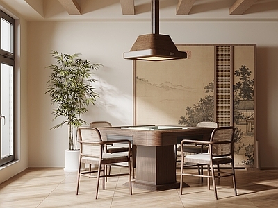 新中式棋牌室 新中式棋牌室 麻将桌 娱乐室