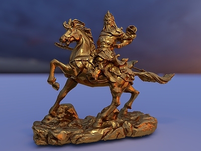 中式雕塑 中式人物雕塑 古代武将雕塑 马雕塑