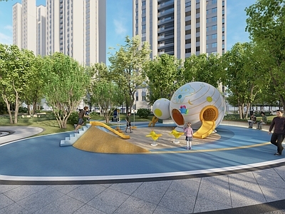 现代儿童游乐空间 现代儿童活动 小区儿童游乐空间 儿童滑梯