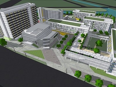 现代学校建筑 校园建筑 校园建筑规划 教学楼综合楼宿舍