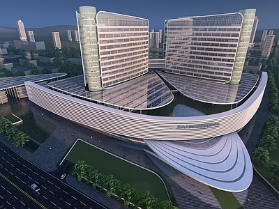 现代医院建筑 现代艺术医院建筑 医院办公大楼 高层医院建筑 三角形医院建筑