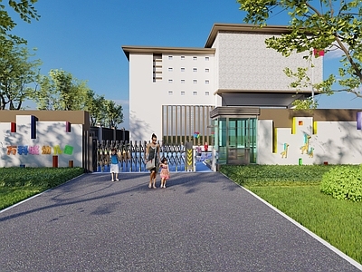 现代教育校园景观 幼儿园大门景观