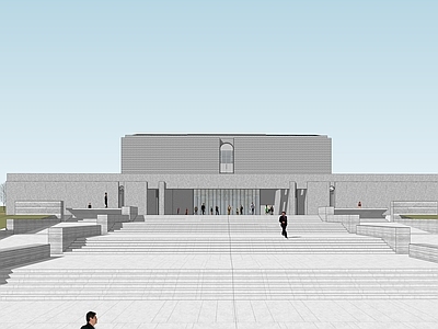 现代新中式文化馆 现代博物馆 新中式文化馆 对称中轴线建筑 地景建筑 文化艺术科技中心