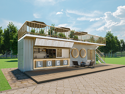 现代风格建筑 集装箱奶茶店 集装箱咖啡店 网红集装箱 集装箱小吃店
