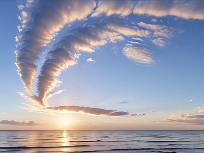现代天空HDR 曙光落日黄昏天空 蓝天白云天空全景 海边天空hdr 户外天空 海际线天空