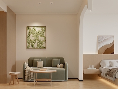 奶油原木公寓 一字型公寓