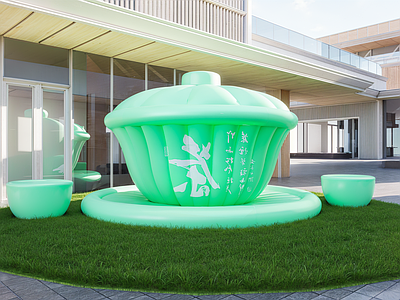 现代艺术装置 盖碗茶 茶 茶杯 气模茶 气模
