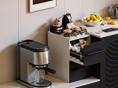 咖啡机 咖啡机蛋糕水杯 摆件