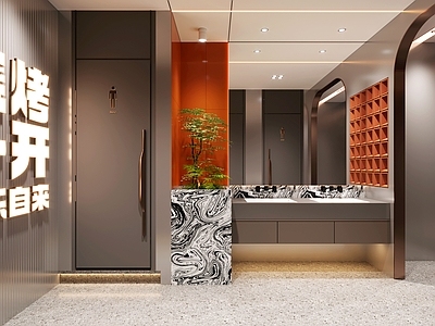 现代极简公共卫生间 现代公共卫生间 烧烤烤肉卫生间 餐饮卫生间 卫生间标识