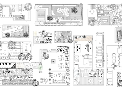 现代庭院 庭院景观图块 施工图