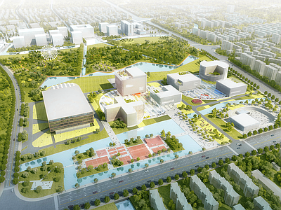 现代展览馆建筑 青少年活动中心 文化艺术中心 文化岛建筑群 文化产业园规划