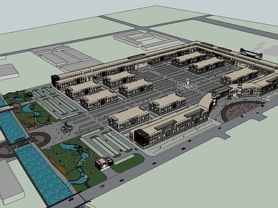 现代批发市场 皮草市场 家具城 专业市场 滨水公园