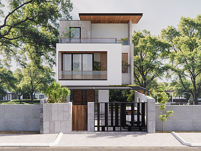 现代风格建筑 别墅 现代 独栋 二层