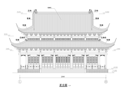 寺庙 大雄宝殿 寺院 微派建筑 天王殿 仿古建筑 施工图