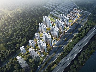 新中式现代高层住宅 现代新中式小区
