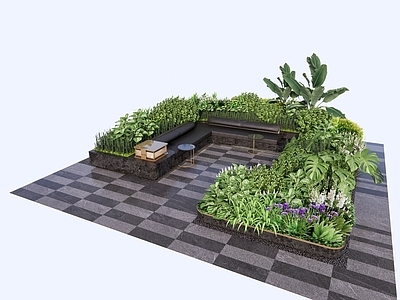 现代景观座椅 树池景观座椅 树池卡座 植物花境 户外沙发卡座