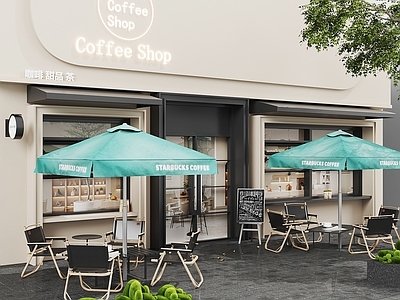 现代咖啡厅 现代咖啡店 奶茶店 咖啡店门头 门面